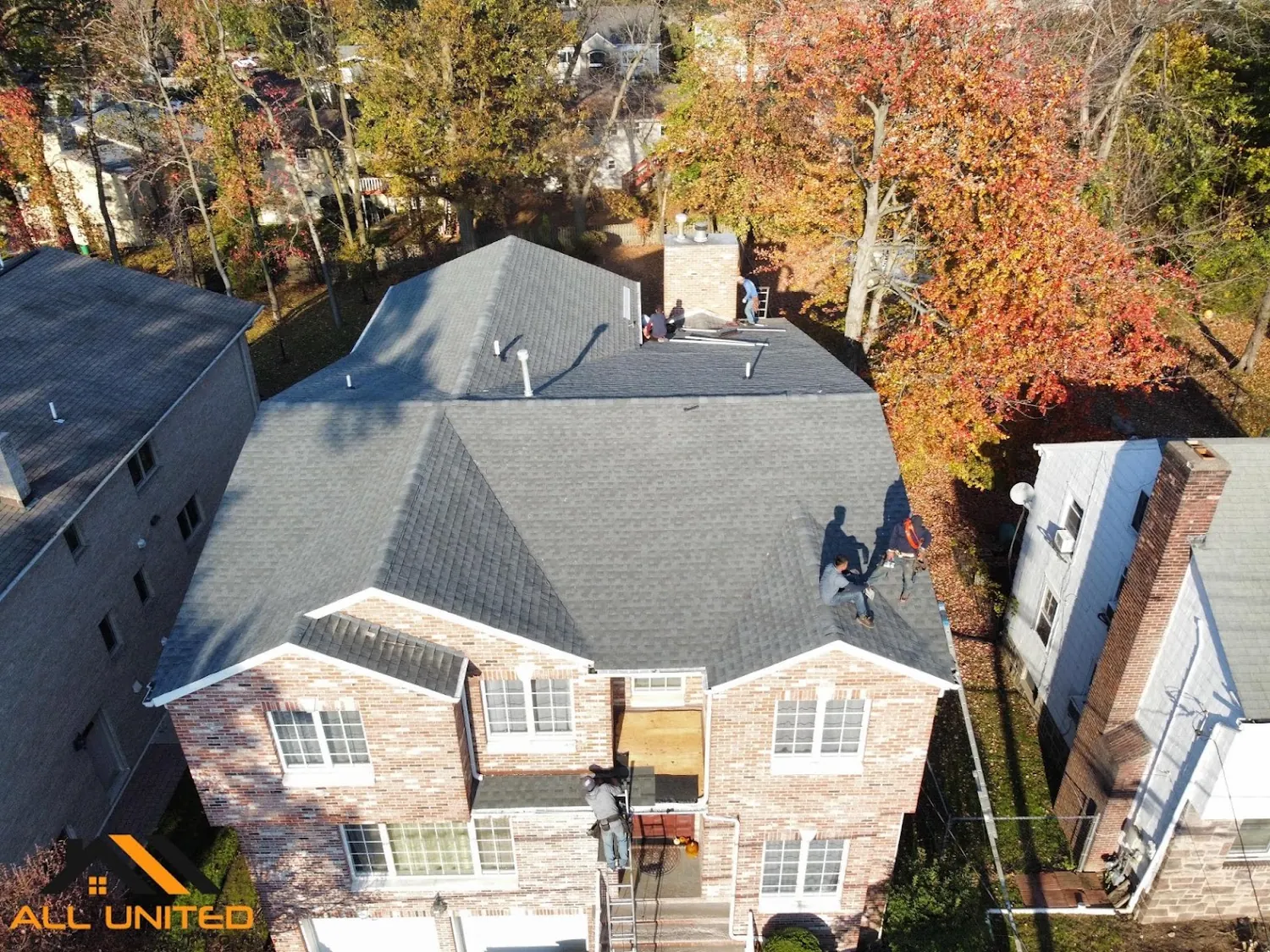 Roof installation work on a Bergen County home by All United Construction